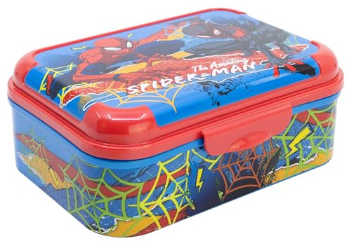 Stor Boîte à Sandwich Spider-Man Enfant 1423ml - Lunch Box Plastique Résistante Sans BPA avec Couvercle Décoré pour École et Sorties