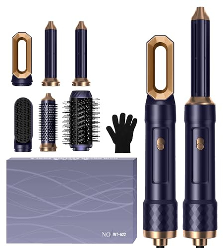 OKWRAP Seche Cheveux 6 en 1 Air Styler, Brosse Soufflante Hair Styler avec 6 Accessoires, Sèche Cheveux, Brosse Souflante, Airflow Fer a Boucler, Thermal Brush, Brosse Lissante