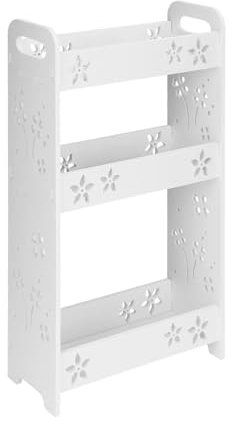 Narrow Storage Unit 3 Tier Bathroom Wall Shelf 60x35 x13.5cm Carved Floating Shower Storage Rack Wall Mount Storage Rack Free-standing Shelves for Bathroom Living Room