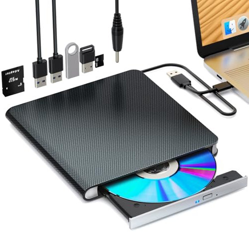 Externes Blu-ray Laufwerk Blu-ray Laufwerk BD/DVD Player Lesen/Schreiben Tragbares Blu-ray Laufwerk USB 3.0 und Typ-C DVD/BD Recorder Ultra High Definition Blu-ray Recorder für Windows 7/8/10/11/MacOS