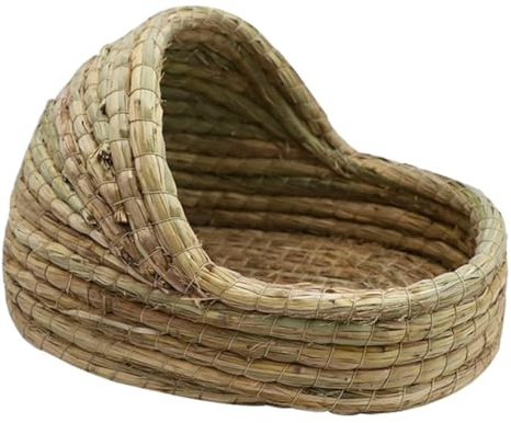Toyvian Maison en Paille pour Hamster et Petits Animaux, Nid Tissé Naturel, Respirant et Frais, pour Déplacer Votre Animal Lors de Ses Siestes