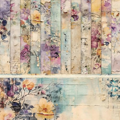 UZEXYO 24 Sheets Scrapbook Paper Pad 6x6 Inch Vintage Floral Patterned Paper Cardstock for Craft Supplies Card Making Decoupage