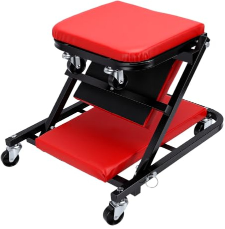Luocute Under Car Roller Creeper, 3 i 1 Design Low Profile 360Deg (Röd)