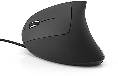 MediaRange ergonomische PC-Maus mit Kabel und 6 Tasten, vertikale Ausführung, DPI einstellbar, Optische Maus inkl. Scroll-Rad, mit USB 2.0 Anschlusskabel, für Linkshänder geeignet, Farbe schwarz