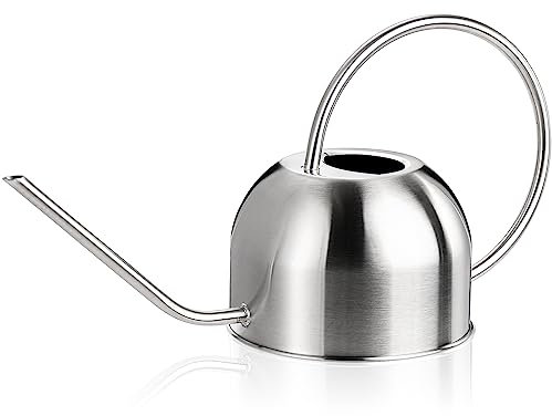 Bekith 1,5 Liter Edelstahl Gießkanne Metall Gießkanne Langer Ausguss für Pflanzen Büro Garten, Silber