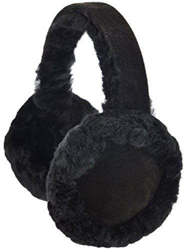 SNUGRUGS Ladies Full Sheepskin Ear Muffs with Gift Box - Black