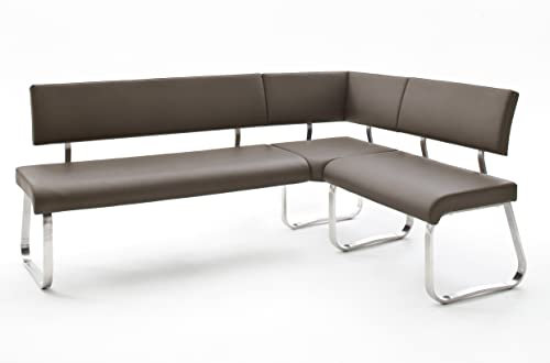 Robas Lund Esszimmersitzbank mit Rückenlehne Kunstleder, Sitzbank Belastbar bis 500 Kg, Küchensitzbank braun