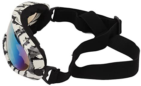 RiToEasysports Hundesonnenbrille, Hundebrille Winproof für Hundeaugenschutz Rote Linse (Zebra-Rahmen)