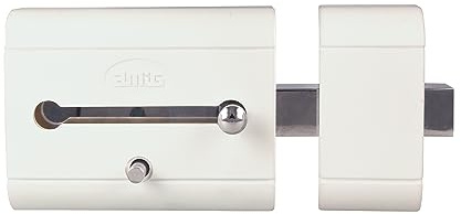 Amig - Cerrojo de Sobreponer de Alta Seguridad para Puertas de Madera - 98 x 77 mm - Con Cilindro Redondo de Seguridad y Pestillo - Protección para tu Hogar - Acero Blanco