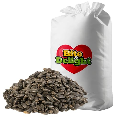 Bite & Delight frön för vilda fåglar - naturligt foder för småfåglar - solrosfrön rika på fett - idealiskt året runt för energi och välmående - 20kg