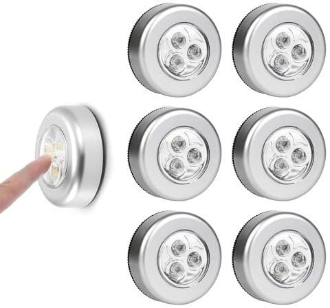 Comioke 6er Set Stick&Push LED Touch Lampe, Batteriebetrieben, Nachtlicht selbstklebend, Küchenlampen, Schrankleuchten, Lampe Nachtlicht Leuchten Batteriebetrieben, Selbstklebend Küchenlampen