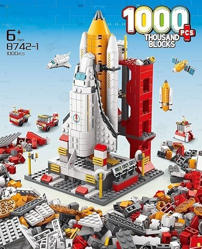 Dsadweks 1000+ Pcs Space Exploration Shuttle Toy – STEM Building Block Set with Rocket Ship, Shuttle, Satellite – Educational Aerospace Kit for Kids Age 5 6 7 8 9 10 11 12 Gift for Boys & Kids
