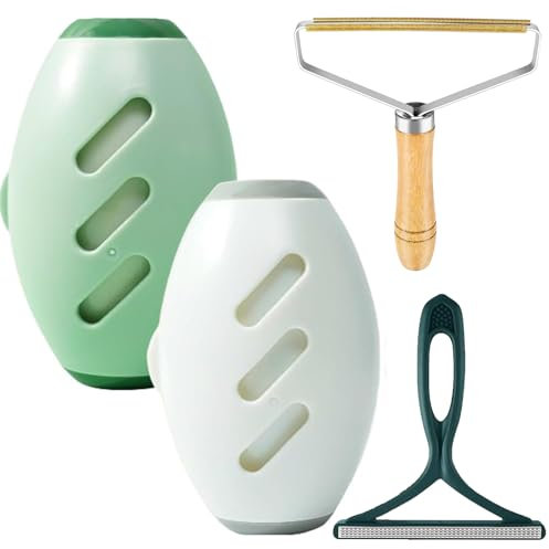 Tierhaarentferner Set 4 Stück, 2 Stück Wiederverwendbare Fusselrollen mit 2 Stück Fusselrasierer Tierhaarentferner, Tierhaarentferner Fusselrolle für Haustier Haar,Kleidung, Reisen, Haus