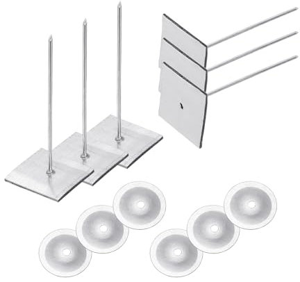 PATIKIL 50mm Self Stick Insulation Pins, 50Sets 0.95in Washers Aluminum Insulation Hangers Cap Round Washers for Foam Board Wall Floor Ceiling