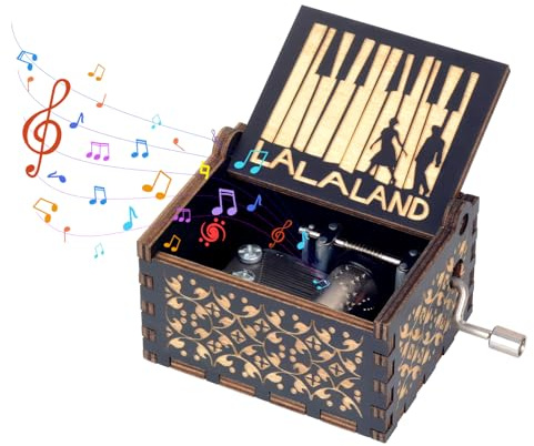 BeyHer Vintage Laser Engraved I Can't Help to Falling in Love with You Hand Cranked Music Box for Her Women Wife, Gift Ideal for Christmas Birthday Valentine's Day Anniversary (Style 1)