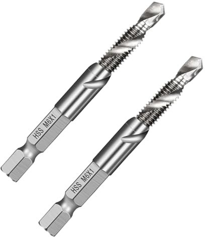 Vroxdrez 2 Stück kombinierter Bohrer Gewindebohrer M6 x 1, TiAlN beschichtet, Spiralschneide aus Kobalt, Ersatzwerkzeug für Metallbearbeitung