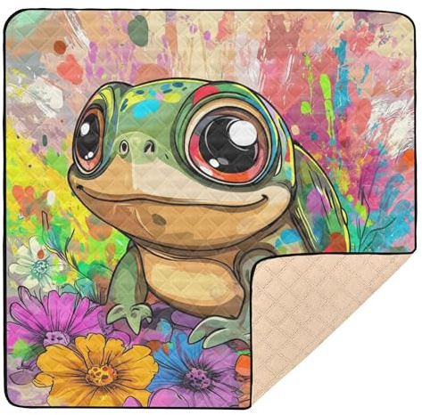 Aesthetic Red-Eared Slider Large Stylish Baby Play Mat for Indoor Outdoor Non-Toxic Padded Baby Mat for Baby Kids Toddlers Infants, 50'' x 50''