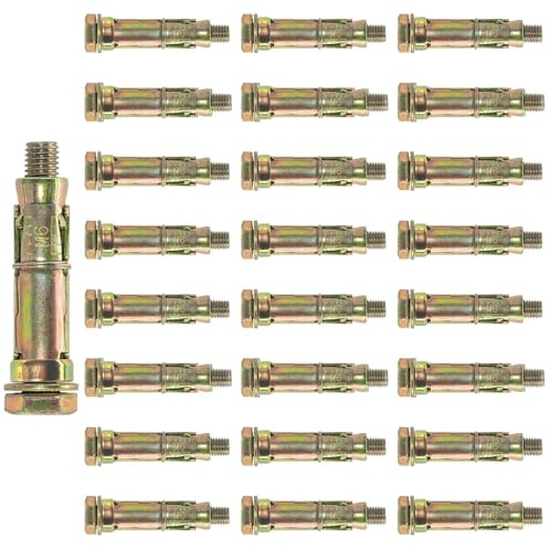 24pcs Heavy Duty Anchor Bolts, M6*50mm Expansion Bolts Concrete Screws, Wall Fixings Plugs, Wall Anchors for Brick Masonry, Drywall