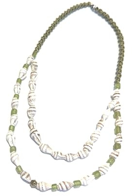Ethnos Barcelona - Double collier avec petits coquillages africains et perles. Longueur : 39,5 cm.