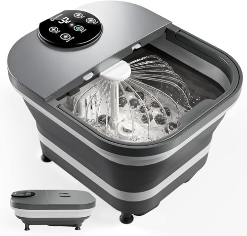 COMFIER Electric Foot Spa with Heat & Automatic Massage, 180°Surround Water Spray, Large LED Display, Detachable Massage Plates, Gift for Family & Friends