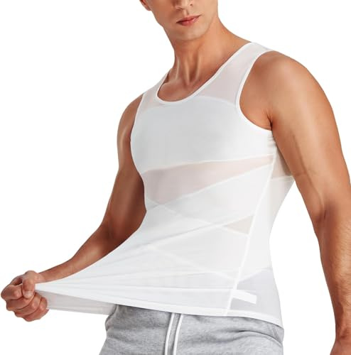 Nebility Débardeur de Compression Homme Maillot de Corps Gaine Ventre Plat Amincissant Gilet Gainant Shirt sans Manche Minceur Top Body Shaper