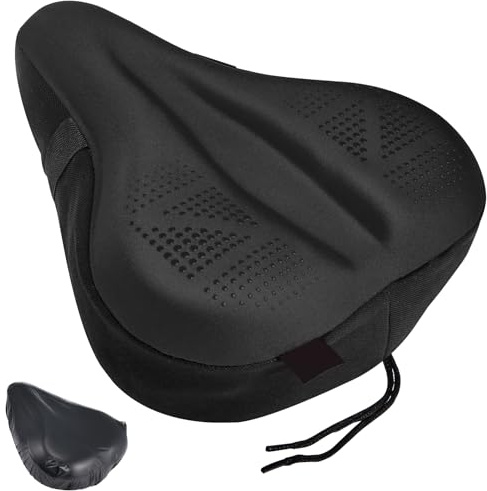 Zacro Bike Seat Cushion - Padded Gel Bike Seat Cover for Men & Women Comfort, Extra Soft Bicycle Saddle fit with Peloton, Spin Stationary Exercise