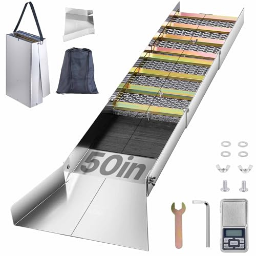 VEVOR Folding Aluminum Alloy Sluice Box, Compact 50 Sluice Boxes for Gold, Lightweight Gold Sluice Equipment, Portable Boxes with Miner's Moss, River, Creek, Panning, Prospecting, Dredg