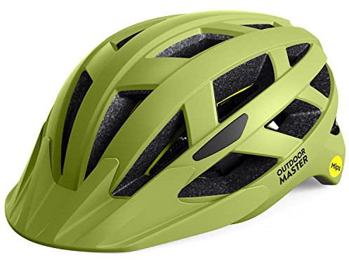 OutdoorMaster Gem Recreational MIPS Cycling Helmet - Two Removable Liners & Ventilation in Multi-Environment - Bike Helmet in Mountain, Motorway for Youth & Adult (Speed Yellow, Large)