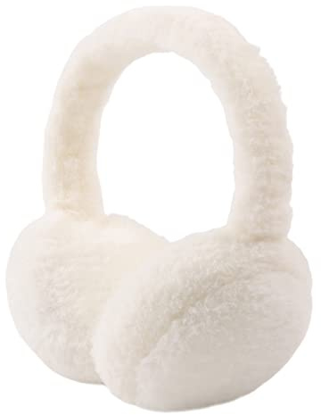 PESAAT Fluffy Ear Muff for Women Plush Foldable Earmuffs Kids Winter Earmuffs Girls Boys Cold Weather Ear Warmer (White)