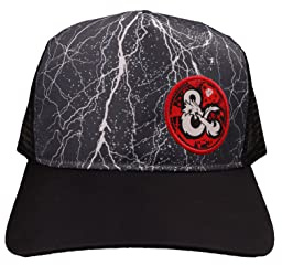 CYPBRANDS Dragones y Mazmorras- Gorra, Visera, Gorra de béisbol, Thunder, Dungeons and Dragons, Rejilla, Malla, Color Negro, Producto Oficial