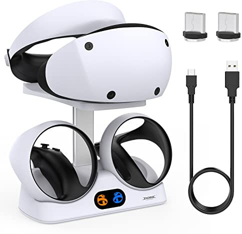 FASTSNAIL Ladestation kompatibel mit Playstation VR2, Display Ständer für PS5 VR Headset, Schnellladestation für PS VR2 Sense Controller, PS VR2 Zubehör