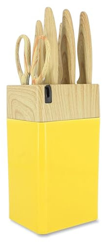 MENASTYL - Bloc à couteaux 6 pièces en polypropylène safran et effet bois - 5041062