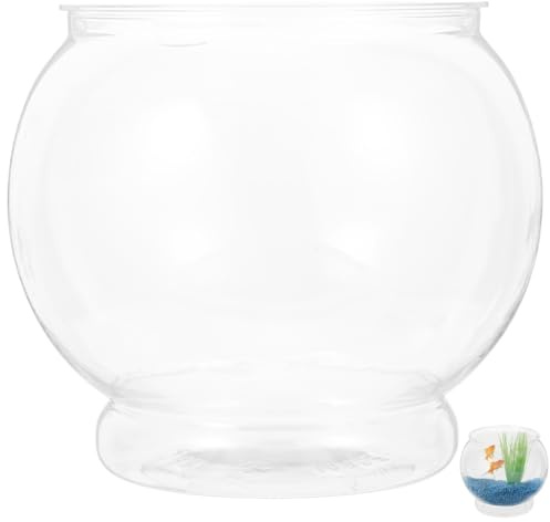 BESPORTBLE Small Fish Tank Plastic Round Aquarium Desktop Fish Tank Bowl for Goldfish Clear Keeper for Home Office Garden Decor 18.00 X 18.00 X 17.00Cm