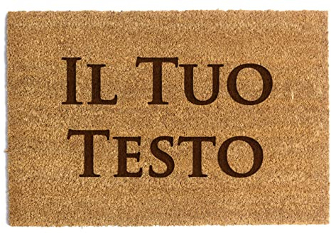 Happenings Zerbino Personalizzato In Fibra Di Cocco Con Testo Libero Tappeto D'ingresso Antiscivolo Naturale La Tua Iscrizioneper l'interno della casa (60 x 90cm, Modello 1)