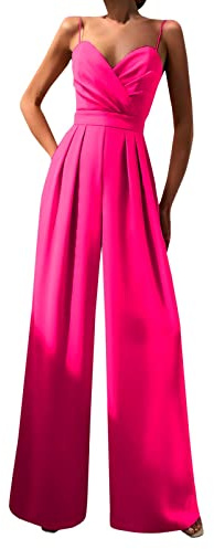 Jumpsuit Donna Elegante Da Sera Jumpsuit Tutina Tute Larghe a Gamba Larga Tuta Lunga Abito Senza Maniche Jumpsuit Retro Pantaloni Larghi Jumpsuit Cocktail Overall Cerimonia Con Maniche Corte