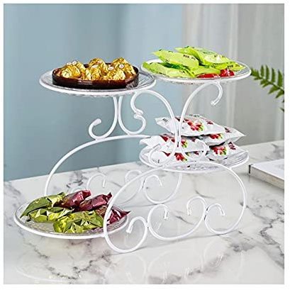 Alzata per torta Alzata per dessert in metallo a 4 livelli, ideale per esporre torte, alzata per cupcake, piatti da dessert, frutta, caramelle, torre espositiva, piatti da dessert (colore: nero) (bia