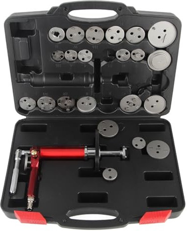 Asixxsix Pinza de Freno Neumática, 24 Piezas Juego de Herramientas de Rebobinado de Compresor de Pinza de Pistón de Freno de Disco de Alta Resistencia y Kit de Herramientas de Retroceso