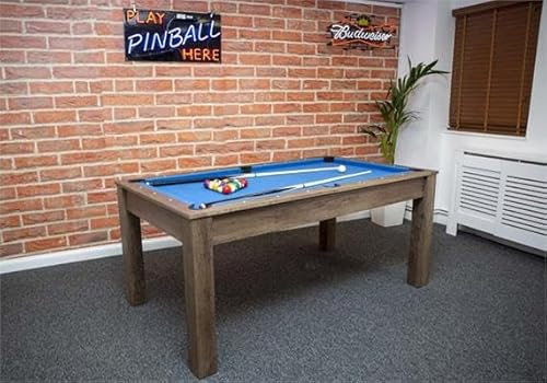 Signature Newman - Tavolo da pranzo da biliardo, piano da ping pong, confezione di accessori inclusa, facile da montare, tavolo multigame (rovere grigio, 2,1 m)