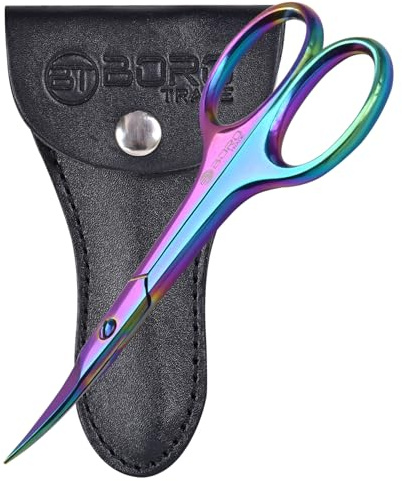 Nail Scissors Curved Cuticle Sharp Multipurpose Beauty & Grooming Shears for Eyebrows, Eyelashes, Toenails, Manicure, Pedicure, Nose, Trimming Cuticles Women & Men (Rainbow)