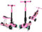 Habib Gruppe 3-in-1 Kinderroller mit Sitz - Dreirad Tretroller, Faltbar, Höhenverstellbar, LED Räder, Kinderroller ab 3 Jahren (Bis 50kg) - Pink