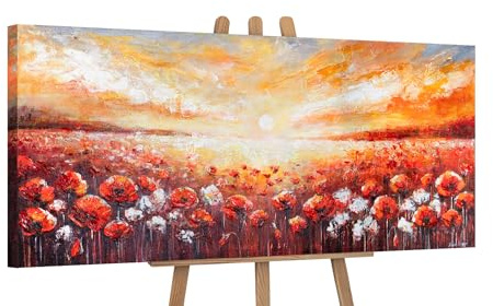 YS-Art Bella pittura acrilica colorata con fiori su tela colorata dipinta a mano murale soggiorno moderno decorazioni per la casa immagini vera arte 115x50 cm