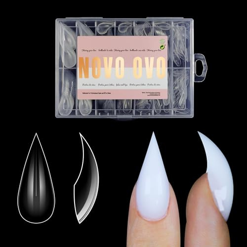 NOVO OVO Unghie a stiletto corte e ricurve a forma di artiglio di gatto, per Halloween, per estensione in gel di poli gel di unghie 3D Eagle Hawk, scultoree, in acrilico, riutilizzabili, a copertura