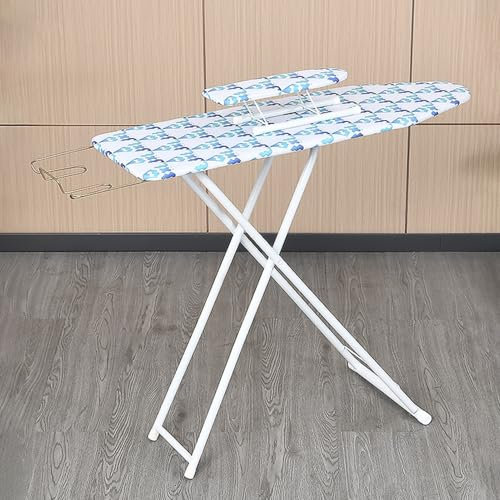 tinysiry Planche de Repassage 42 Pouces, Planche Fer Pliable Pleine Grandeur avec Couvercle résistant à la Chaleur, Couverture Repasser et Carte Néon