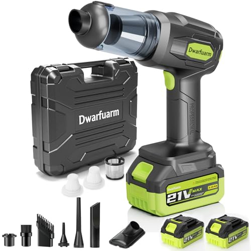 Dwarfuarm Cordless Car Vacuum Cleaner, 36000PA High Power Suction, 120W Portable Handheld Vacuum with 2×3.0Ah Batteries, Multi-Nozzle Air Duster for Car, Home, Office, Pet Hair