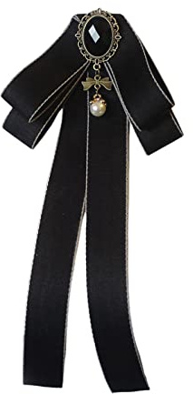 Broche de lazo con lazo, corbata para el cuello, cóctel, fiesta, graduación, moño, color negro