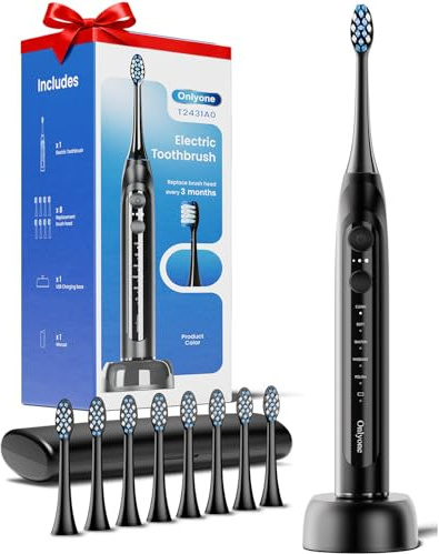 Onlyone Sonic Pro Electric Toothbrush, Black, Ultrasonic Technology, Multi-Mode, Rechargeable, LED Display