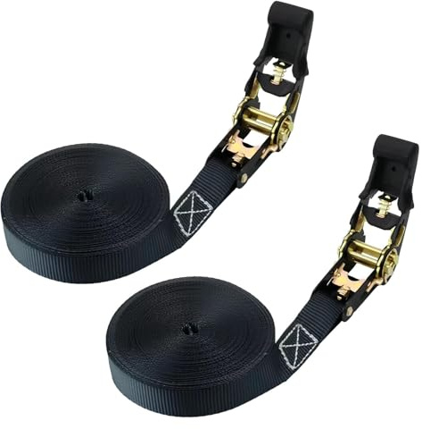 Jinsion 2 Pièces Sangle a Cliquet, 8m x 25mm Sangles D'arrimage à Cliquet