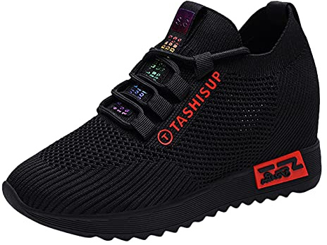 Baskets pour femme - Talon compensé - Baskets en maille respirante - Chaussures de course tendance - Chaussures de loisirs - Doux et confortables - Chaussures de marche légères - Antidérapantes