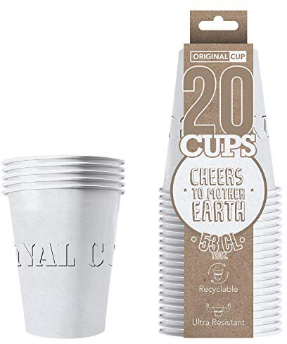 Original Cup - 20 x Gobelets Américains en Carton 53 Cl - Soirée Beer Pong - Blanc