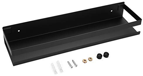 SUMNACON Bathroom Corner Storage Shelf Stainless Steel Bathroom Accessory Caddy Shelves Wall Mounted Shower Organiser Storage Rack for Kitchen, Living Room, hotel (Black, 40cm)